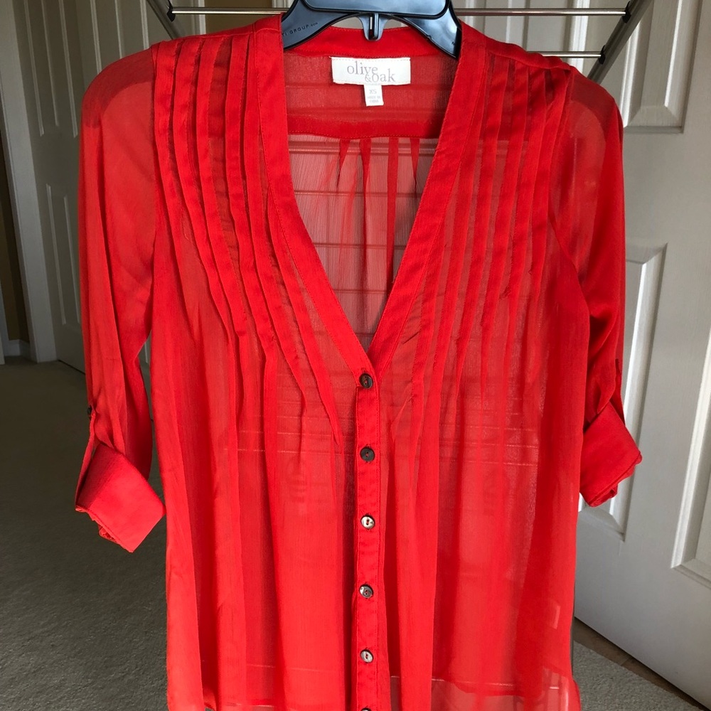 Flowy sheer button down top, XS